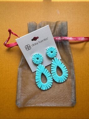 Daisy Fuentes Turquoise Raffia Drop Earrings